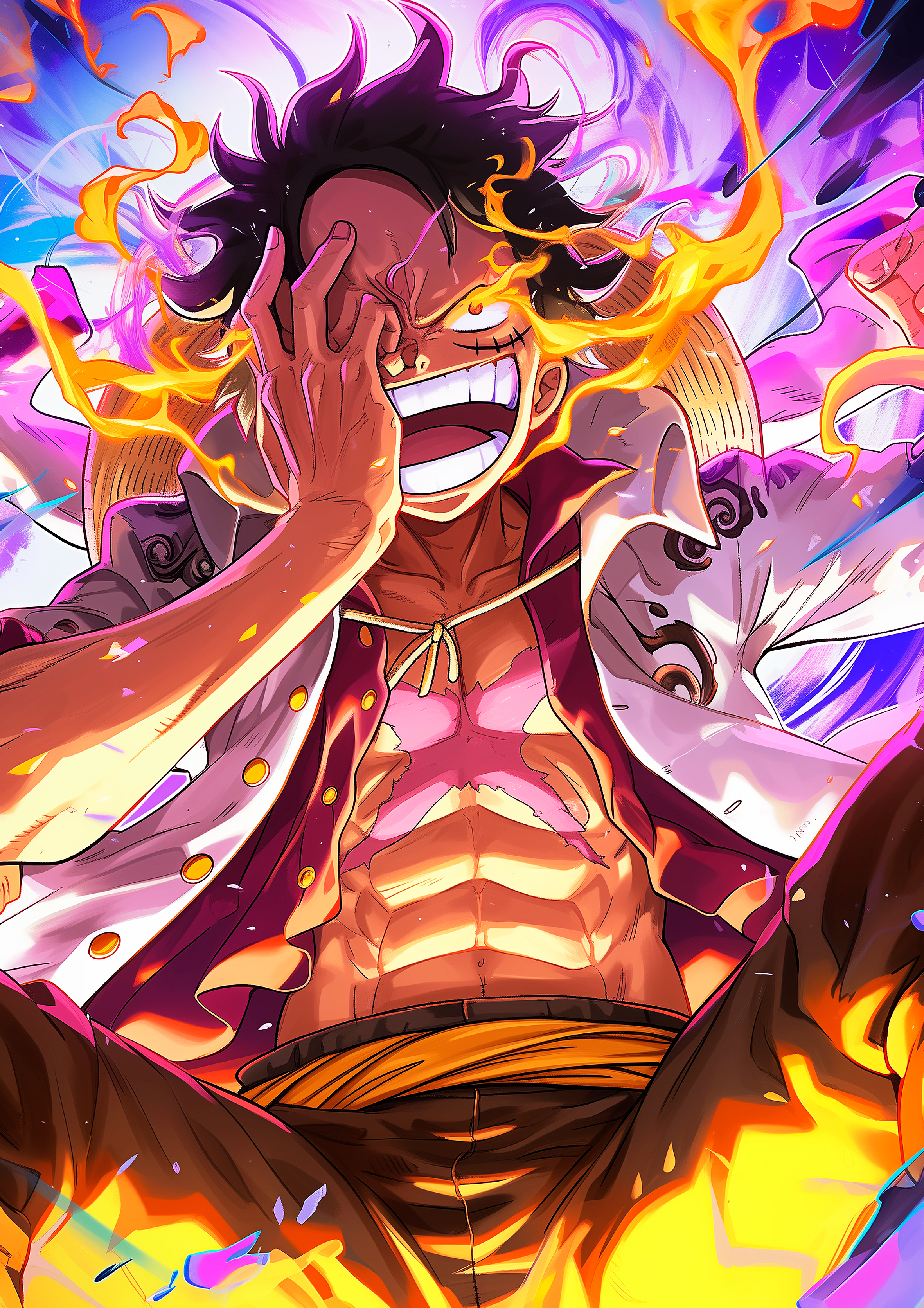 Luffy Flame metal wall art